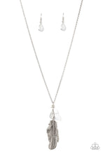 Load image into Gallery viewer, OFF THE FLOCK - WHITE BEAD SILVER FEATHER NECKLACE
