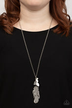 Load image into Gallery viewer, OFF THE FLOCK - WHITE BEAD SILVER FEATHER NECKLACE
