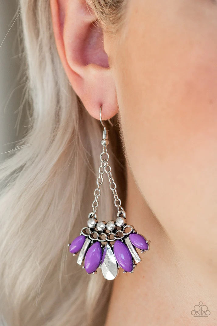 Terra Tribe - purple - Paparazzi earrings
