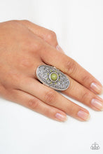 Load image into Gallery viewer, Paparazzi Solar Plexus - Green - Filigree Oval Silver Frame - Ring

