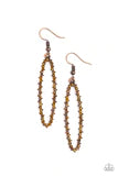 Load image into Gallery viewer, &quot;A LITTLE GLOW-MANCE&quot; COPPER RHINESTONE STUDDED OVAL HOOP EARRINGS
