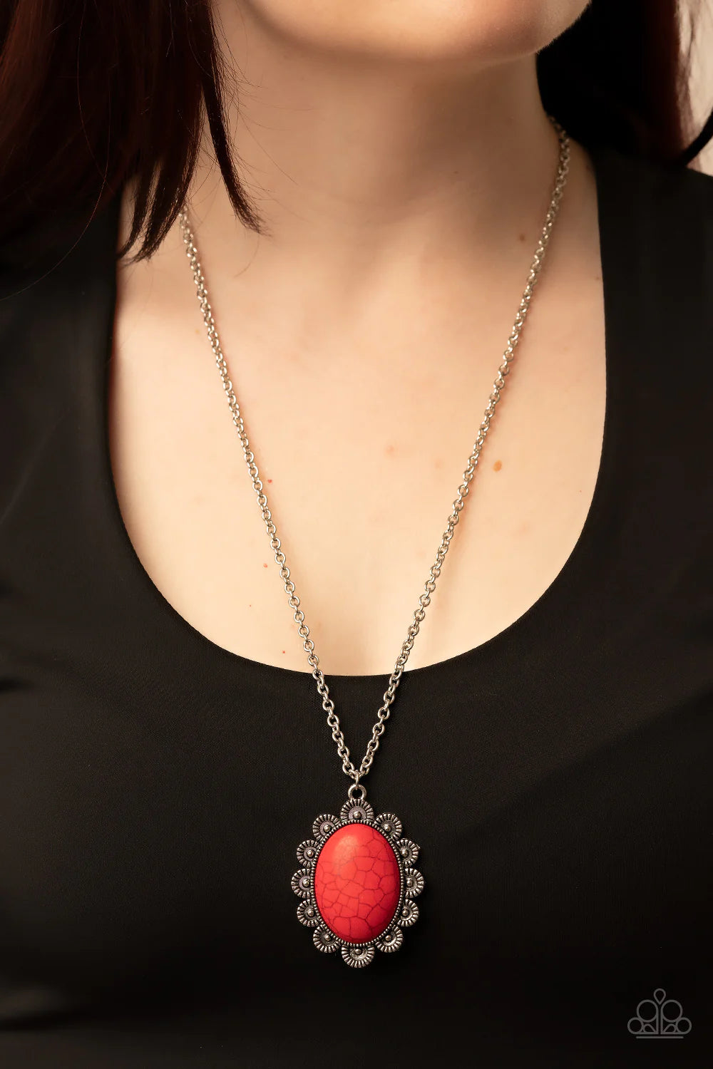 Daisy Dotted Deserts - Red Necklace  HOSTESS