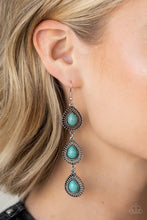 Load image into Gallery viewer, DESERTSCAPE DWELLER - BLUE TURQUOISE SILVER TEARDROP EARRINGS - PAPARAZZI FASHION FIX
